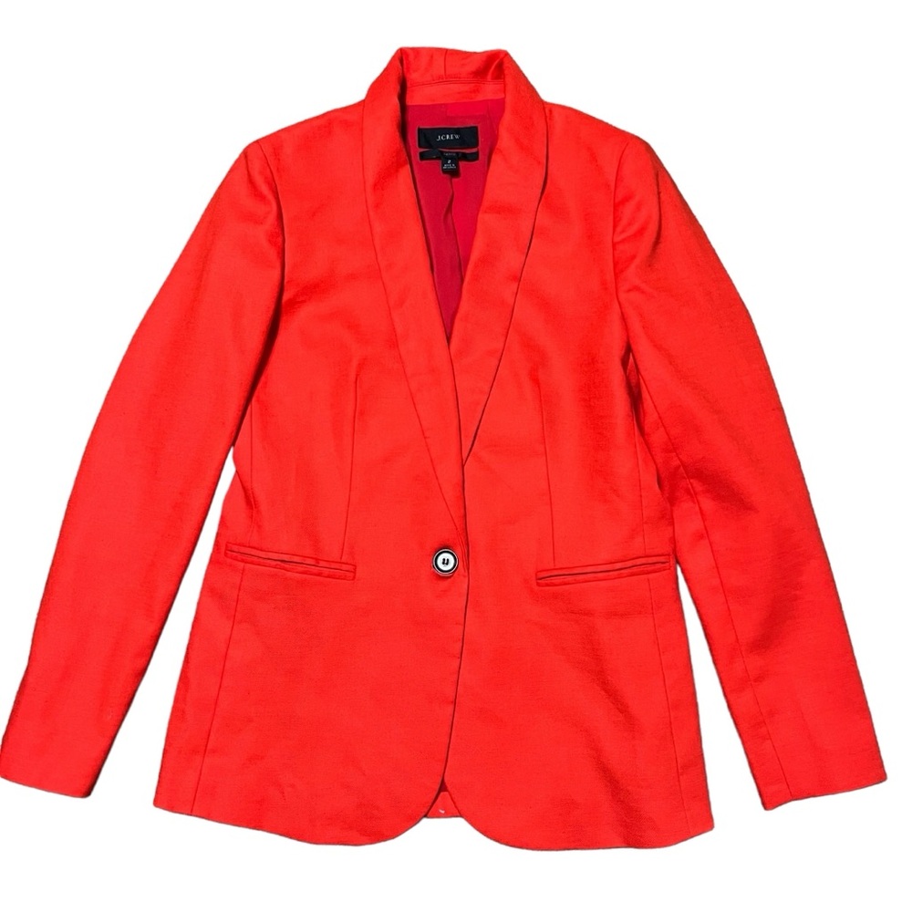 J.Crew Parke Blazer Stretch Linen Fitted Suit‎ Jacket Orange Brilliant Sunset - Picture 8 of 12
